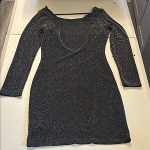 Charlotte Russe Glittering Black Long Sleeve Dress